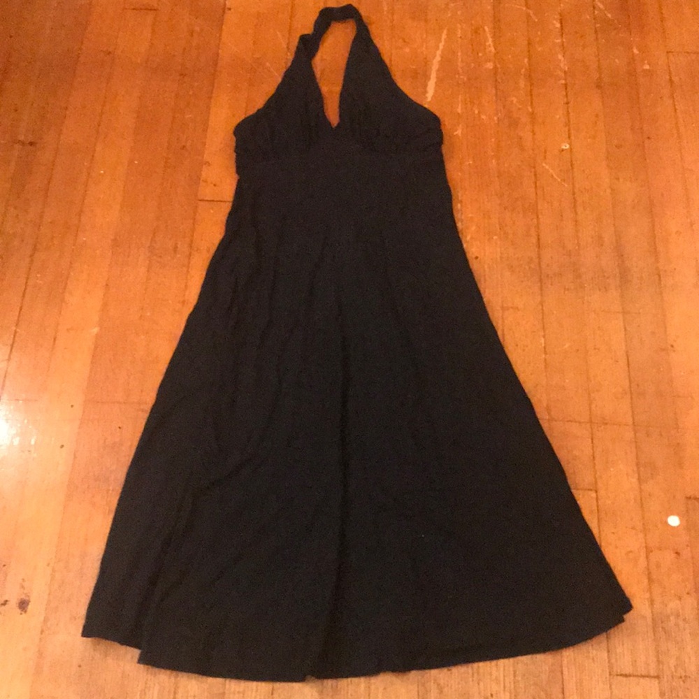 Black maternity halter dress